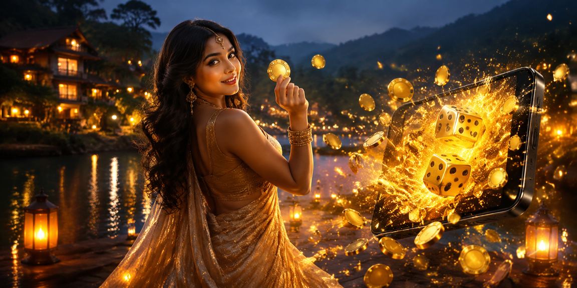 বান্দরবানে শাড়ি পরা একজন নারী ডাইস গেম খেলছেন