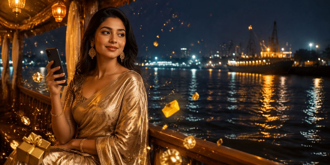 নারায়ণগঞ্জে শাড়ি পরা একজন নারী মোবাইলে ভিআইপি বোনাস দেখছেন