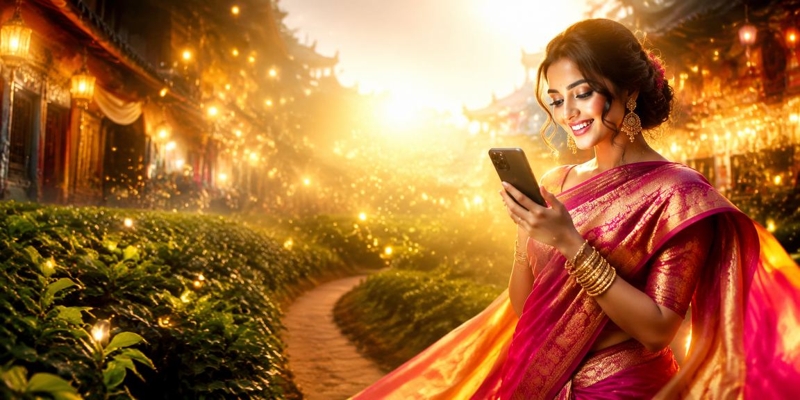 নারায়ণগঞ্জে শাড়ি পরা একজন নারী মোবাইলে bajeer - এ নতুন ক্যাসিনো গেম খেলছেন